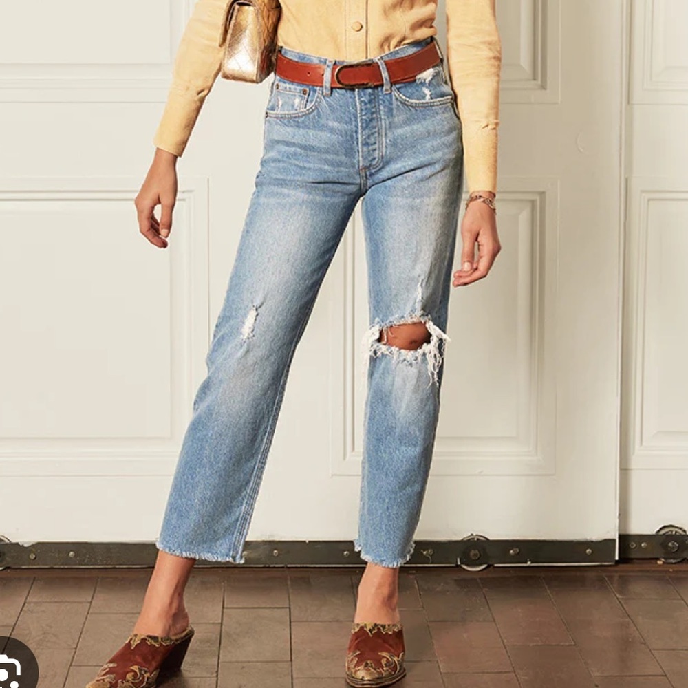 BOYISH TOMMY STRETCH HIGH RISE STRAIGHT JEAN DISTRESSED 30
